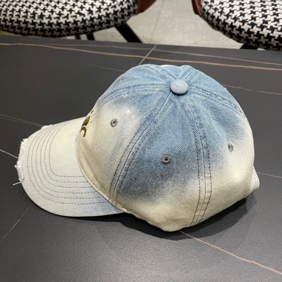 Faded Blue-White Gradient Cap with Triomphe Logo & Distressing main image 6
